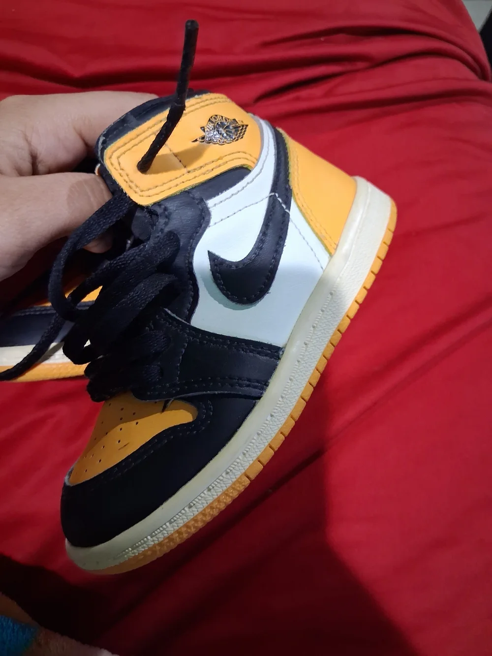 Nike Kids High-Top Sneakers in Yellow, Black & White